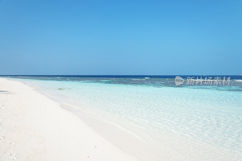 美丽的海滩和碧绿的海浪和晴朗的天空