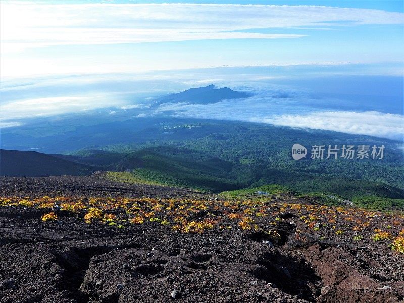 秋天富士山徒步旅行的风景