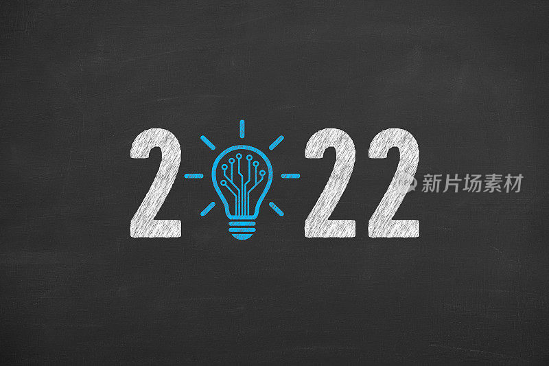 新的2022年黑板背景创意概念