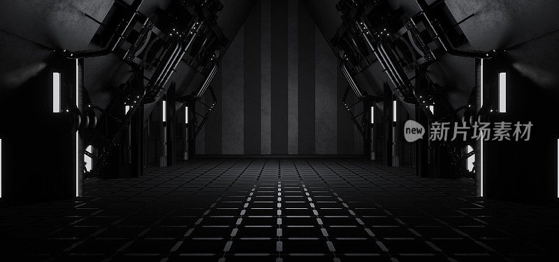 抽象未来走廊隧道创新黑色颜色背景壁纸未来概念艺术作为壁纸3D插图