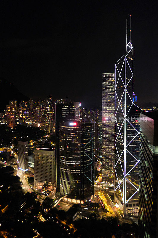 夜间，香港中银大厦