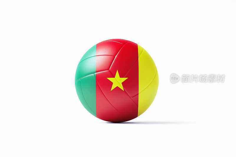 排球纹理与喀麦隆国旗在白色背景