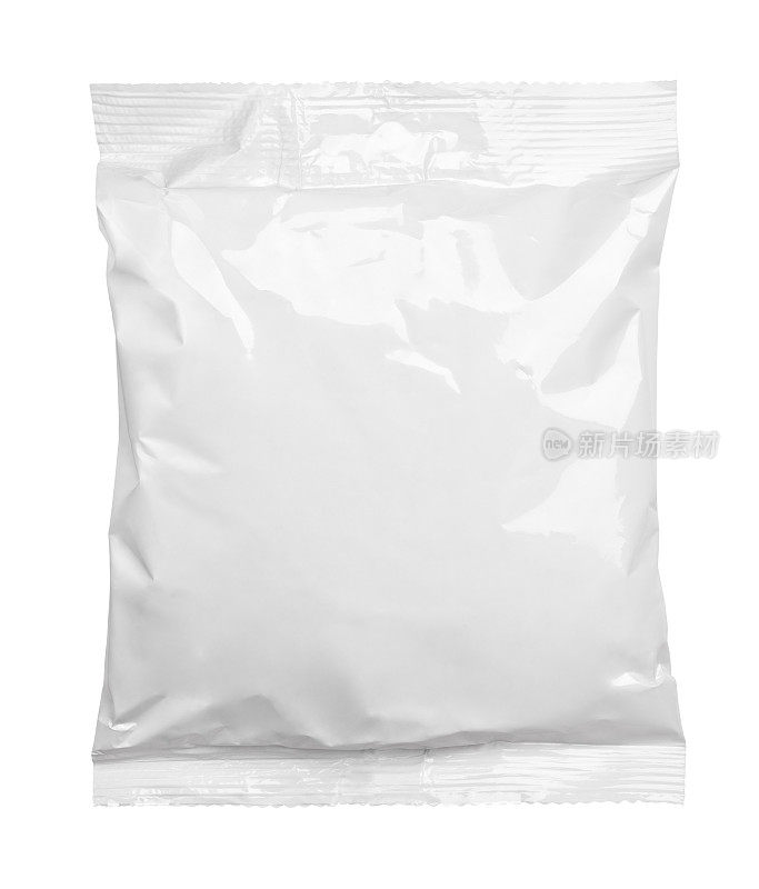 俯视图空白塑料袋食品包装上的白色
