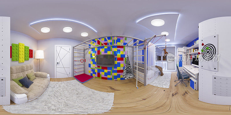 球形360无缝全景儿童房