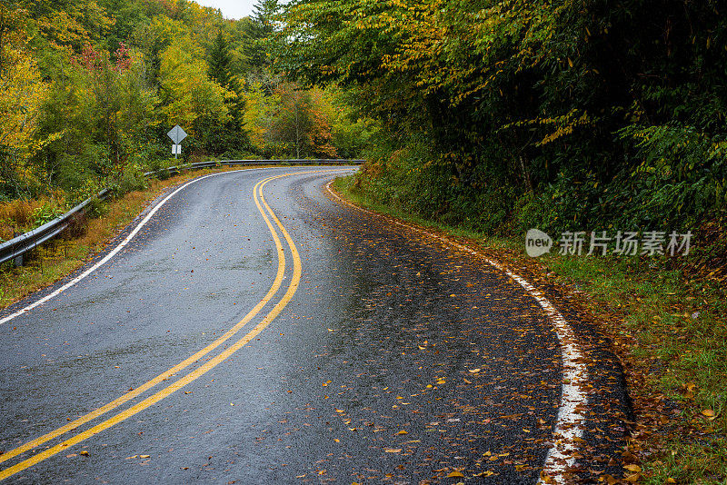 秋雨过后弯弯曲曲的路