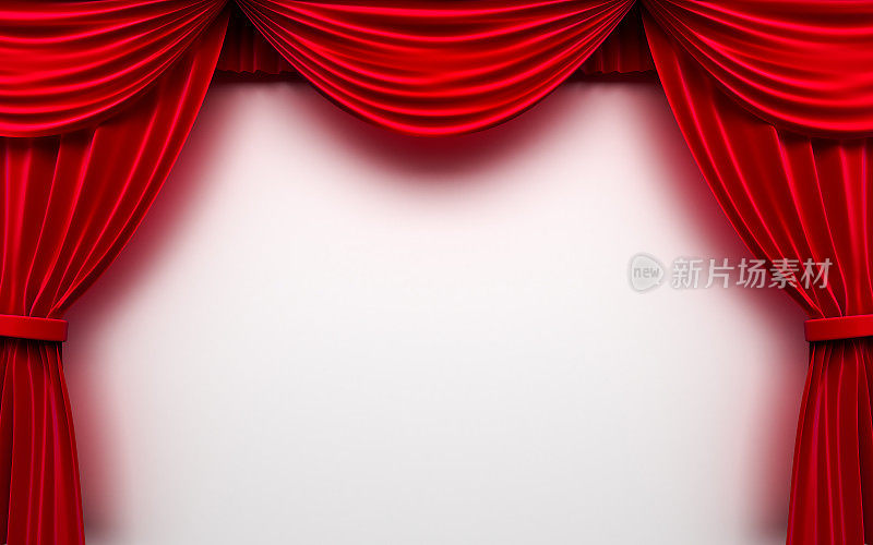白色背景的红色舞台幕布