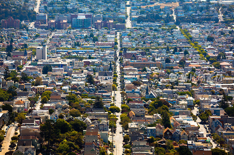 旧金山住宅区鸟瞰图，加利福尼亚