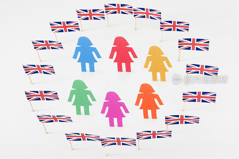 英国国旗圈里的有色人种妇女