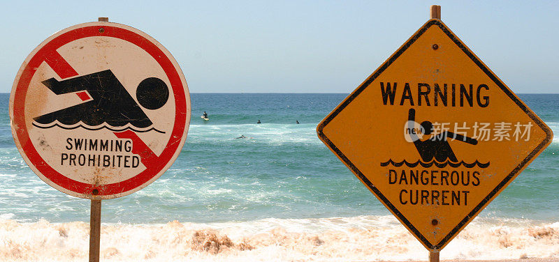 禁止游泳-危险的水流