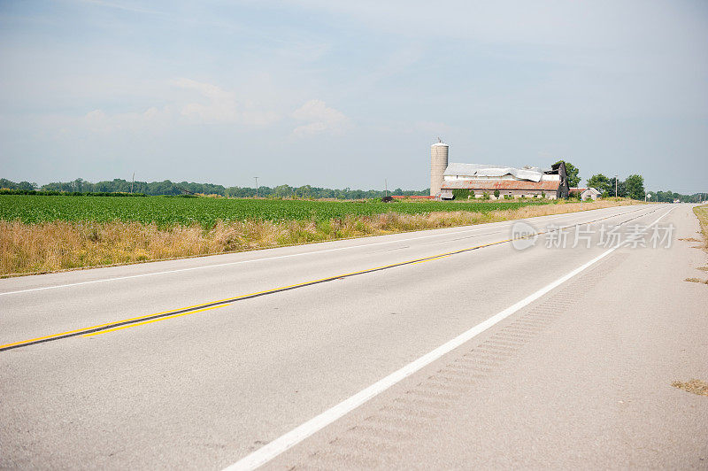 中西部公路，大豆作物和谷仓