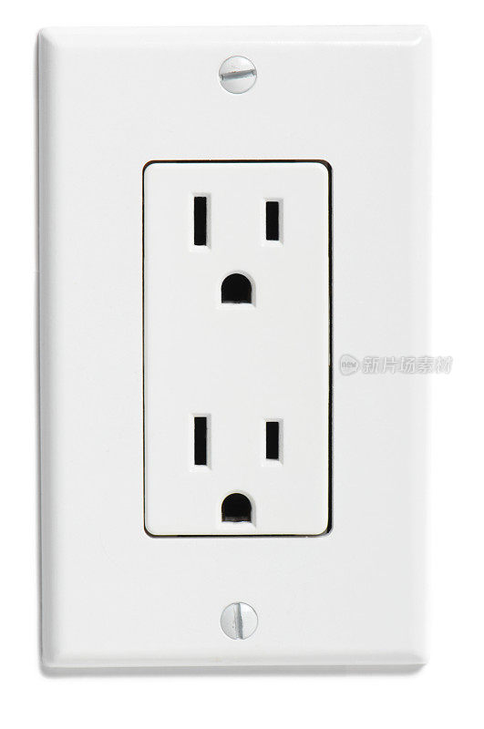 现代家用电源插座插座隔离在白色背景