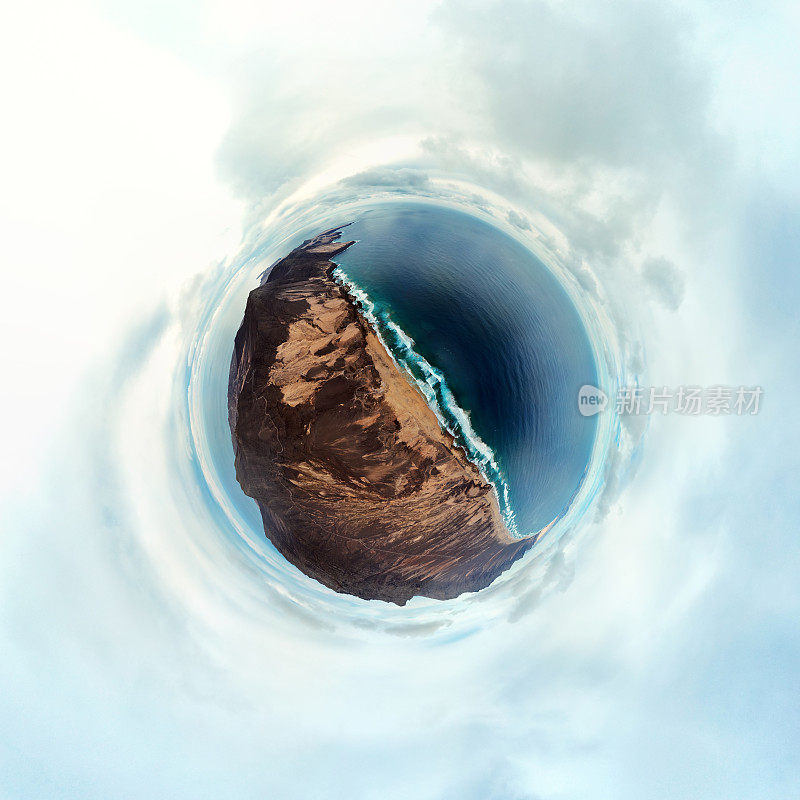 加那利群岛富尔特文图拉巴罗文托海滩的小星球全景图