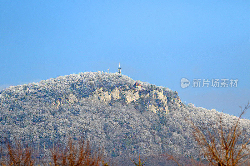 白雪皑皑的山坡上