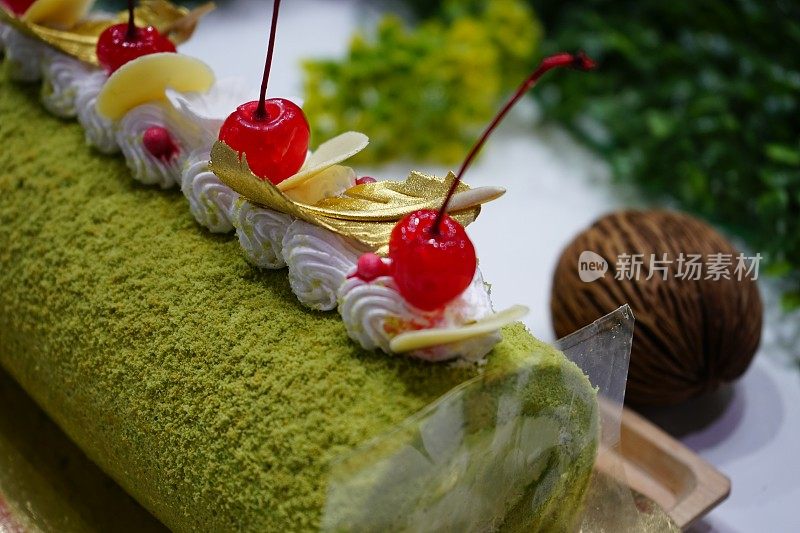 日本甜绿色蛋糕卷