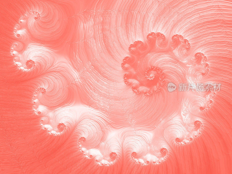 螺旋珊瑚活鹦鹉螺贝壳抽象分形艺术闪闪的粉红色桃色渐变波浪图案