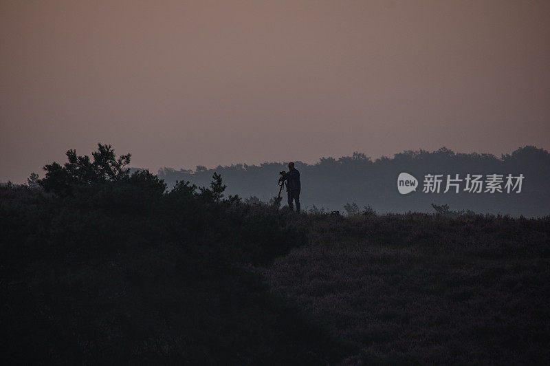 拍摄朦胧的荒野日出