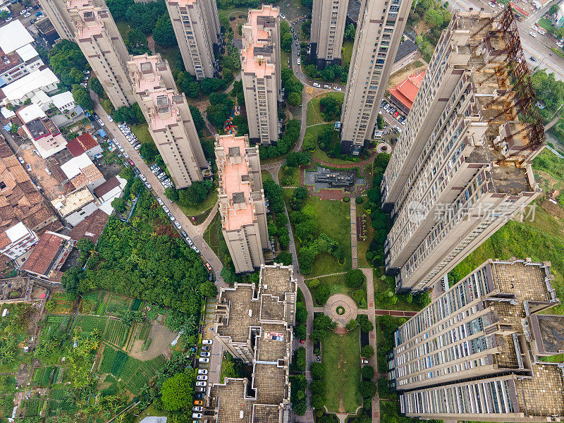 城市居住区高层建筑鸟瞰图