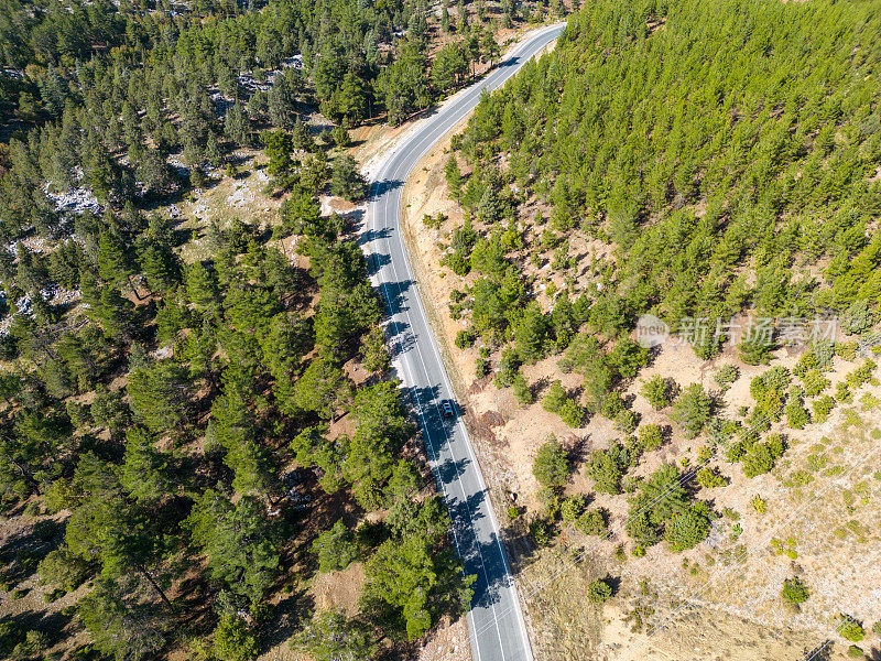 无人机拍摄大自然中的道路风景