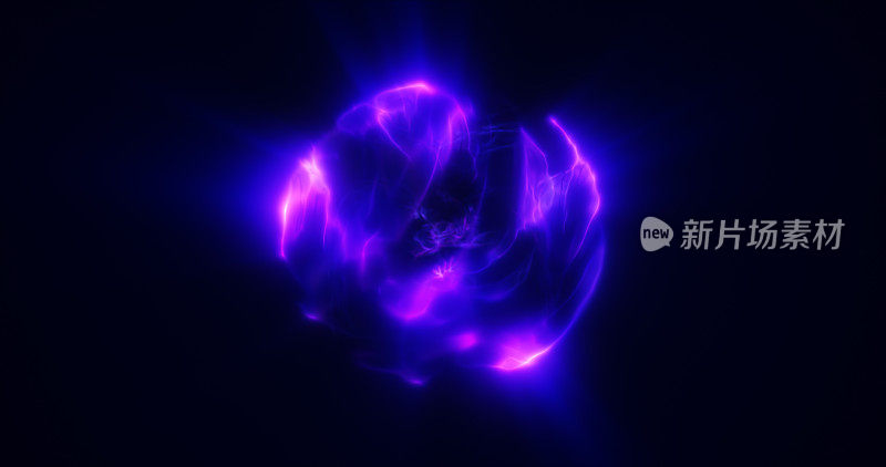 旋转紫色能量球数字原子高科技球未来的魔法圈发光明亮的力场抽象背景