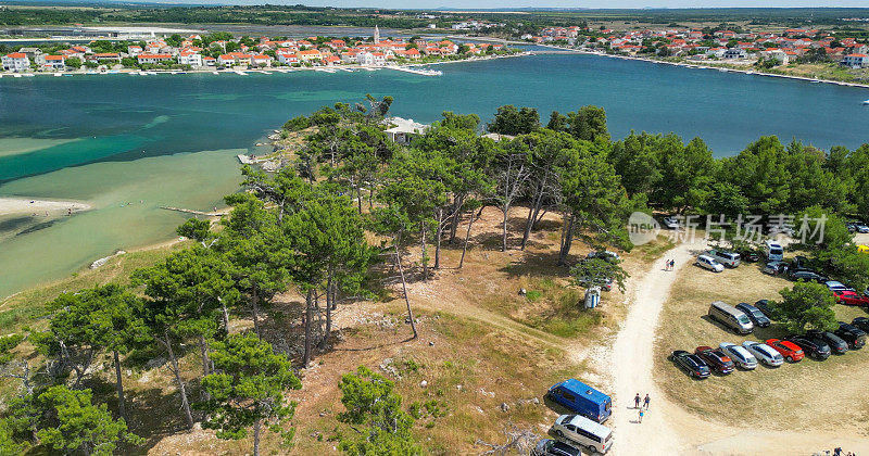 克罗地亚扎达尔皇后海滩鸟瞰图