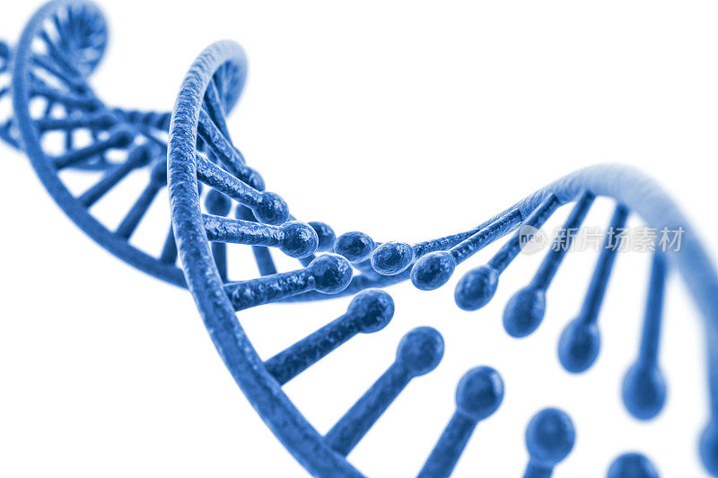 DNA结构的三维渲染，抽象的背景