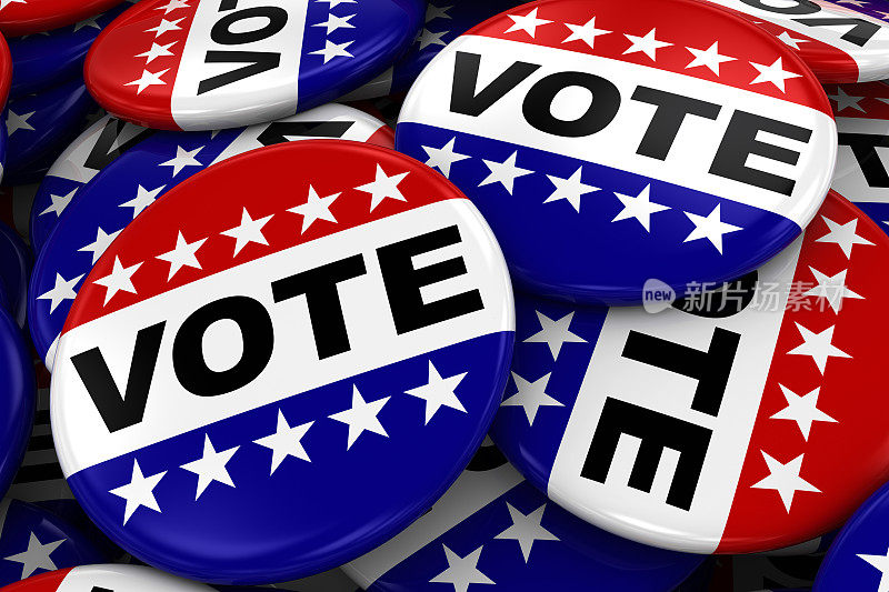 一堆投票徽章-美国选举概念形象