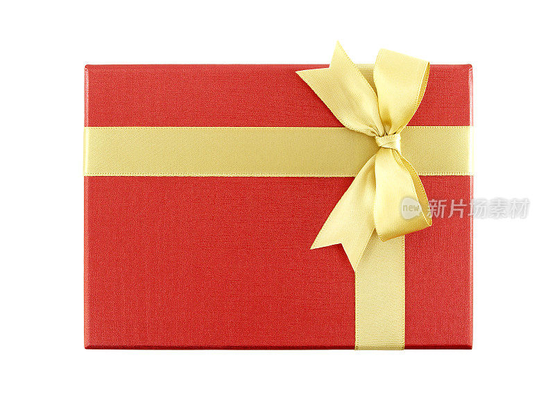 红色礼盒与金色丝带蝴蝶结