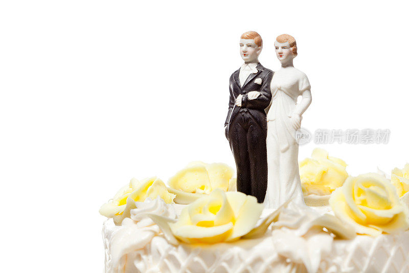 婚礼礼帽雕像蛋糕Con白色背景Hz
