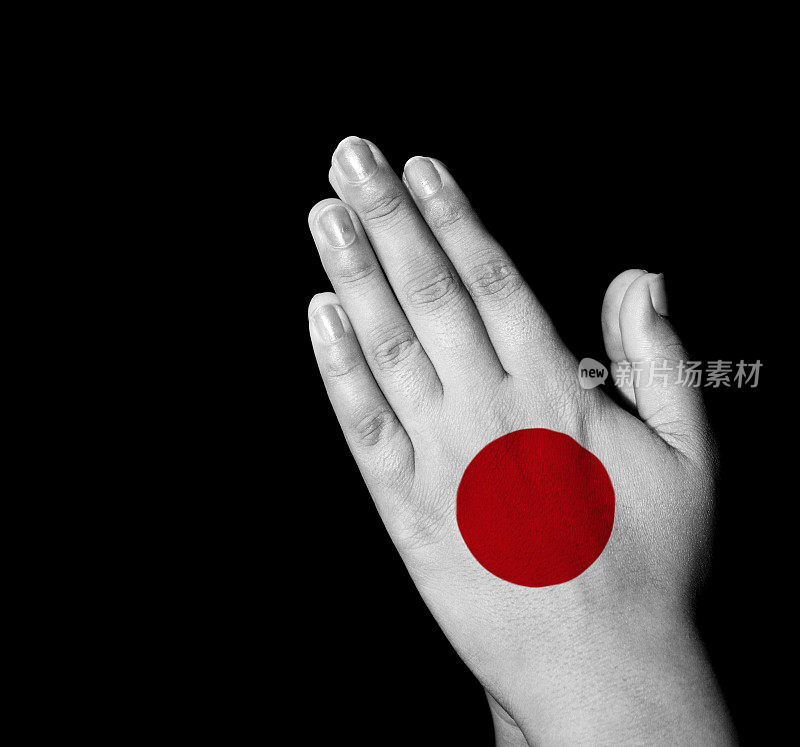 手画祈祷日本国旗