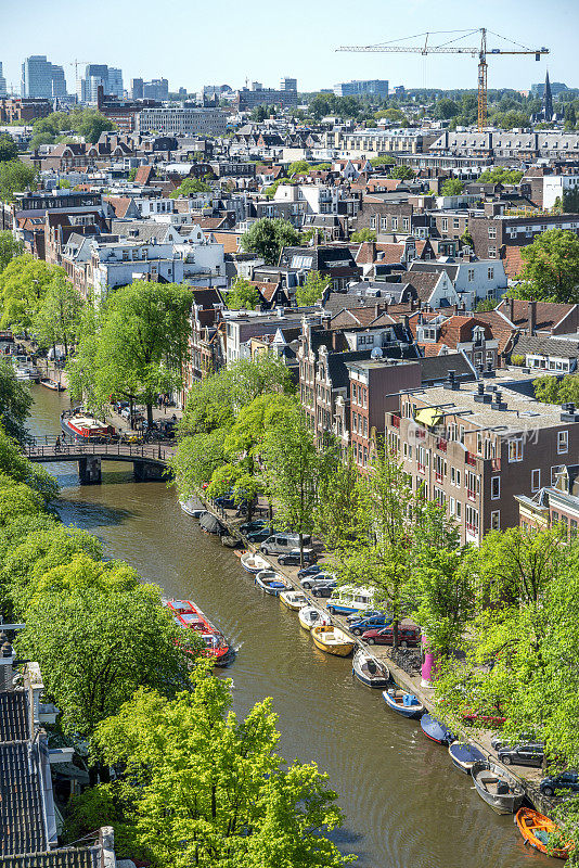 阿姆斯特丹城市从Westerkerk，荷兰，荷兰。