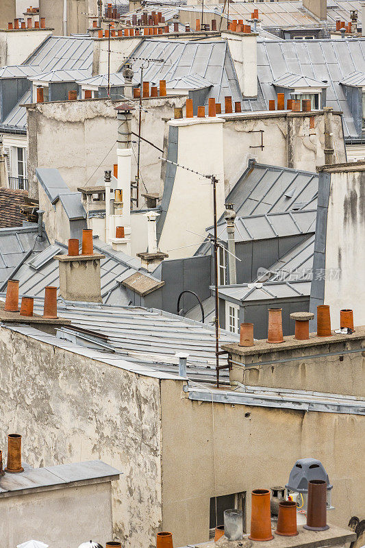 法国巴黎的屋顶和烟囱