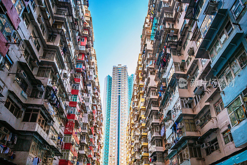 中国香港拥挤的公寓楼