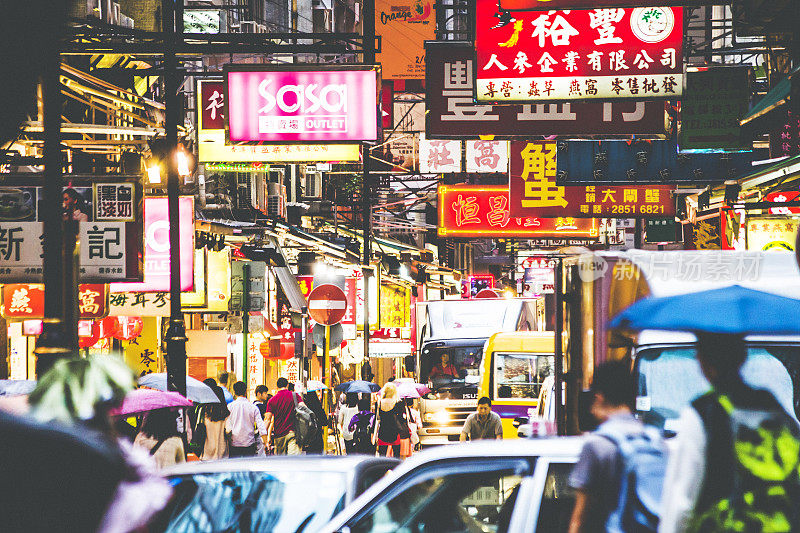 香港繁忙的街道。