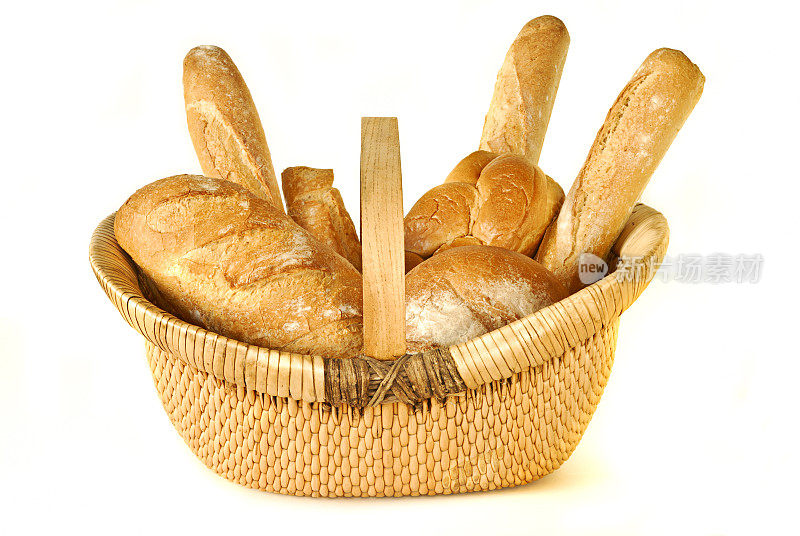 柳条篮子里的面包