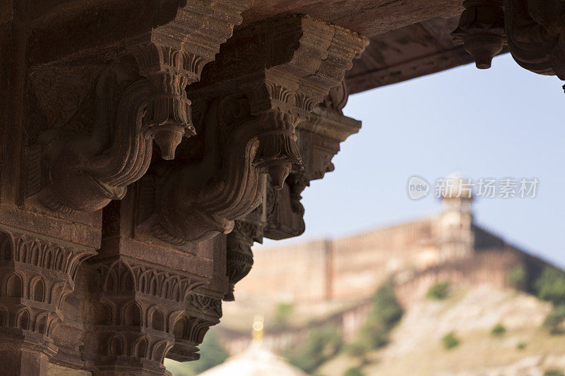 印度拉贾斯坦邦斋浦尔琥珀堡的印度教装饰细节