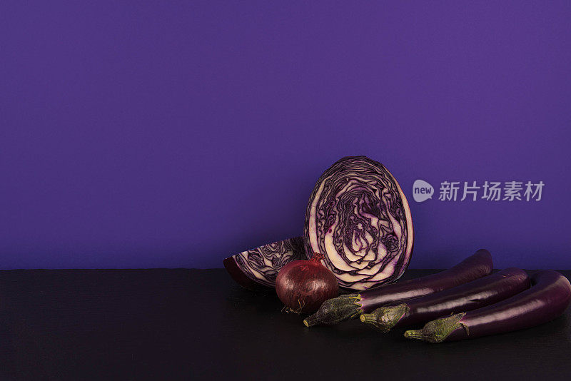 各种有机紫罗兰蔬菜原料