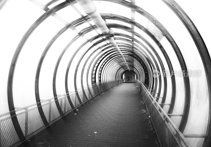 圆形赛博朋克隧道背景