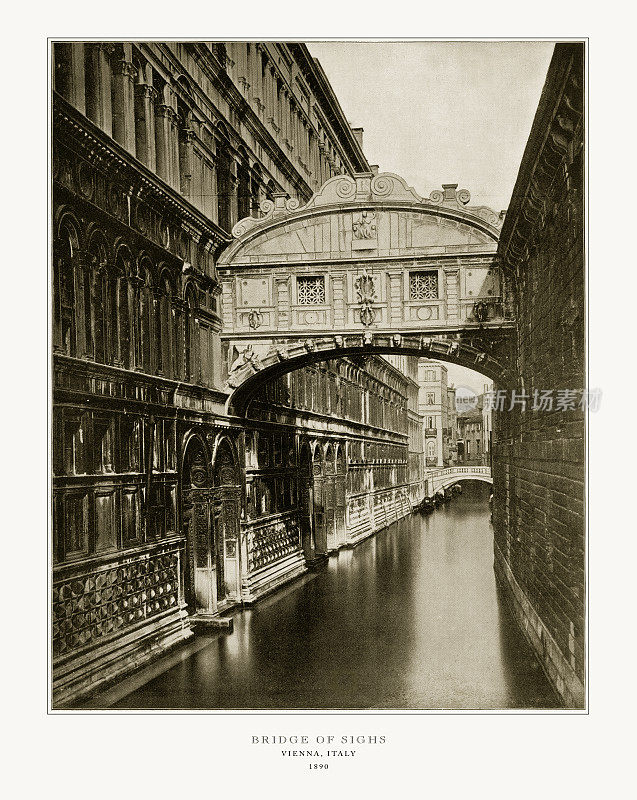 叹息桥，威尼斯，意大利，古代意大利照片，1893年