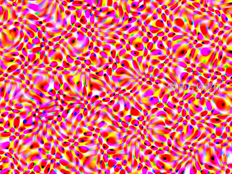 彩色半色调漩涡波浪图案棱镜Glitch效果珊瑚红热粉黄假日噪音背景