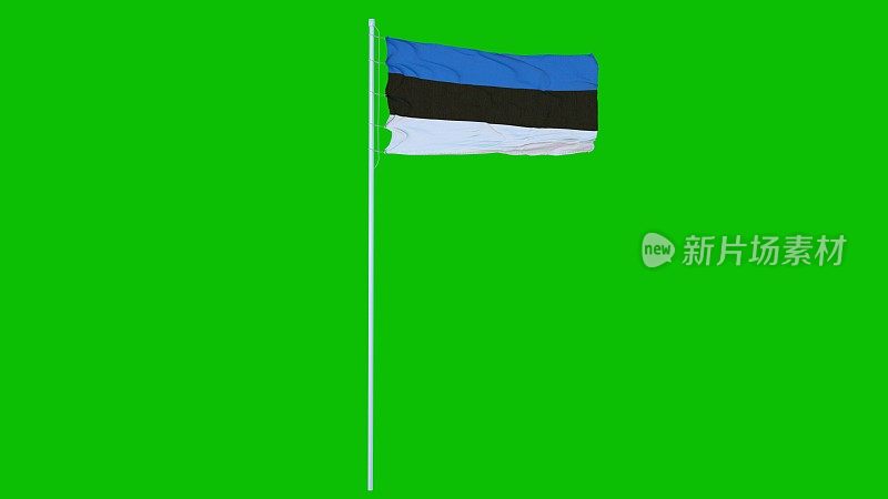 爱沙尼亚国旗迎风飘扬在绿色屏幕或色度键背景上。三维渲染