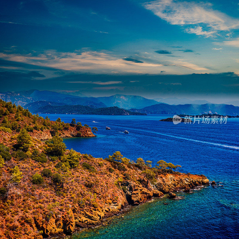 鸟瞰图Göcek，木格拉