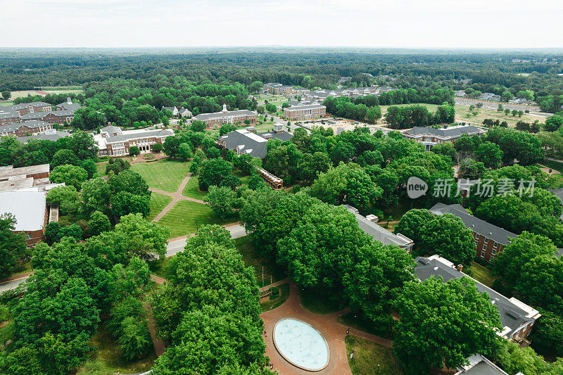 春天的大学校园上空