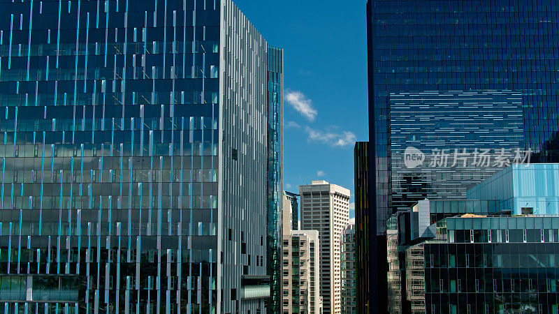 无人机拍摄的办公大楼在丹尼三角，西雅图