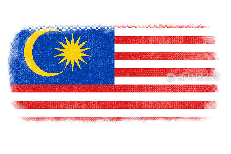 褪色，污迹斑斑的马来西亚国旗的图像