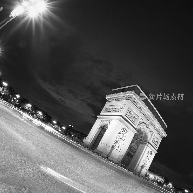 法国巴黎凯旋门的夜晚