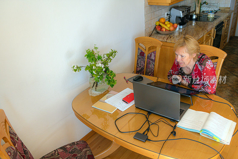 欧洲斯洛维尼亚Primorka，高级数学教师使用手提电脑及绘图板授课。