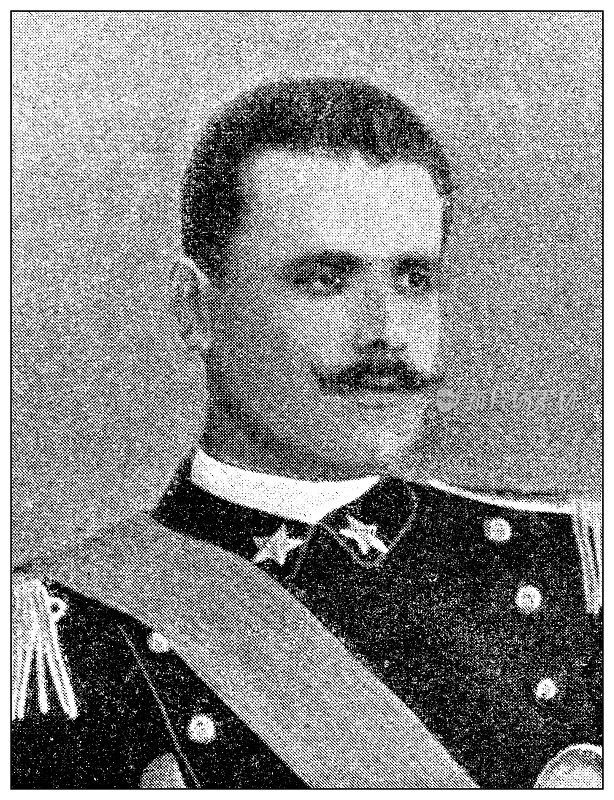 第一次意大利-埃塞俄比亚战争(1895-1896)的古董照片:卡洛·米努奇上尉