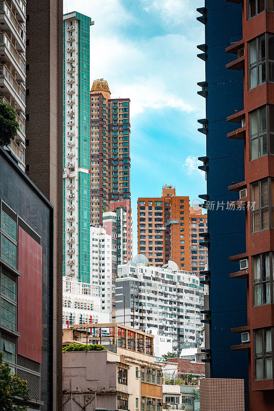 拥挤的香港建筑拍摄于香港中环