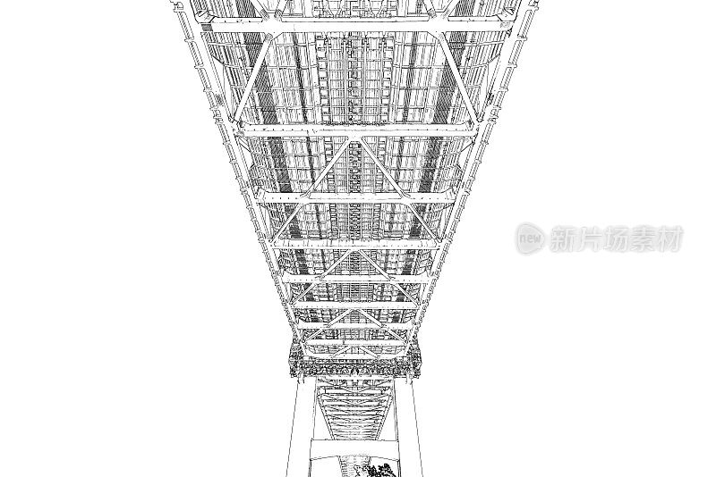 东京手绘建筑抽象画