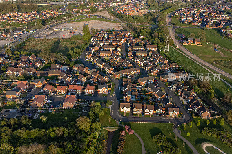 鸟瞰图新建住房在英格兰，英国